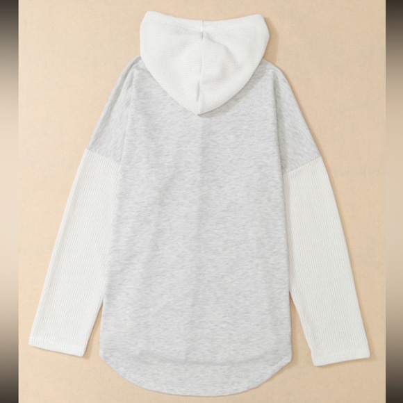 Y2K Jersey Sweater Sleeve Gray Button Up Knitted Long Sleeve - Picture 6 of 14